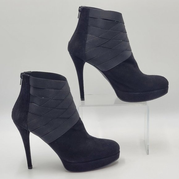 Stuart Weitzman - Black Suede Platform Booties - Picture 2 of 16